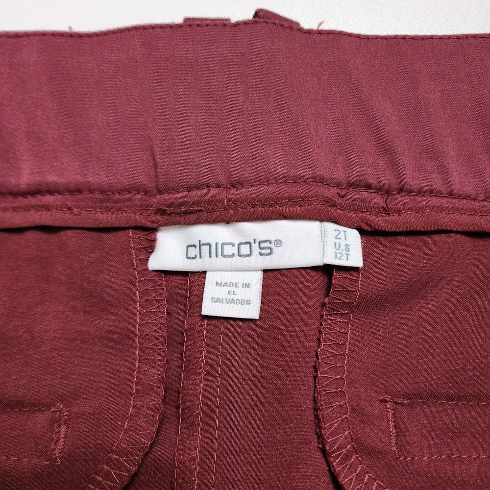 Chicos Womens Sateen Cargo Pants Size 12 Tall Black Currant High Rise Straight - Picture 8 of 14